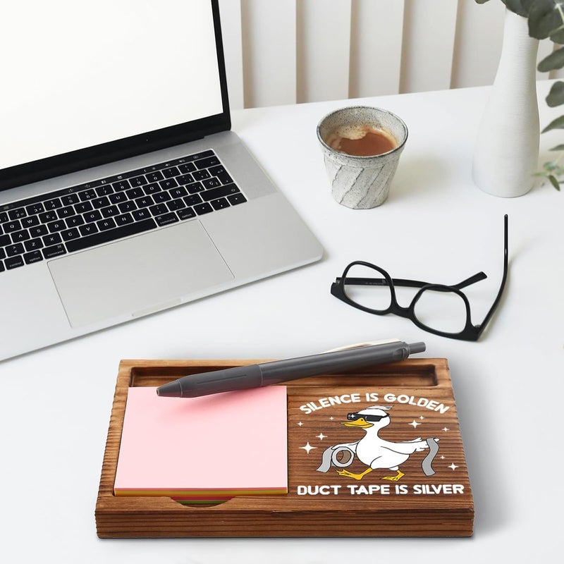 akeke Silence is Golden Sticky Notes Holder, Funny, Sarcastic, Humor, Sassy, Snarky Work Gifts for Coworkers, Women, Colleagues, Boss, Gag, Duck Sarcasm Self-Stick Note Pad Holders GAA59 - Image 5